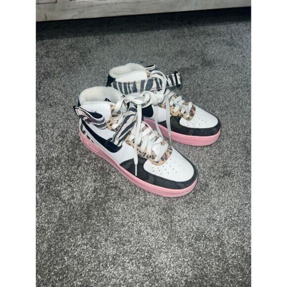 Nike Air Force 1 Mid‎ Tunnel Walk animal print Shoes womens Size 7.5 - Picture 3 of 8